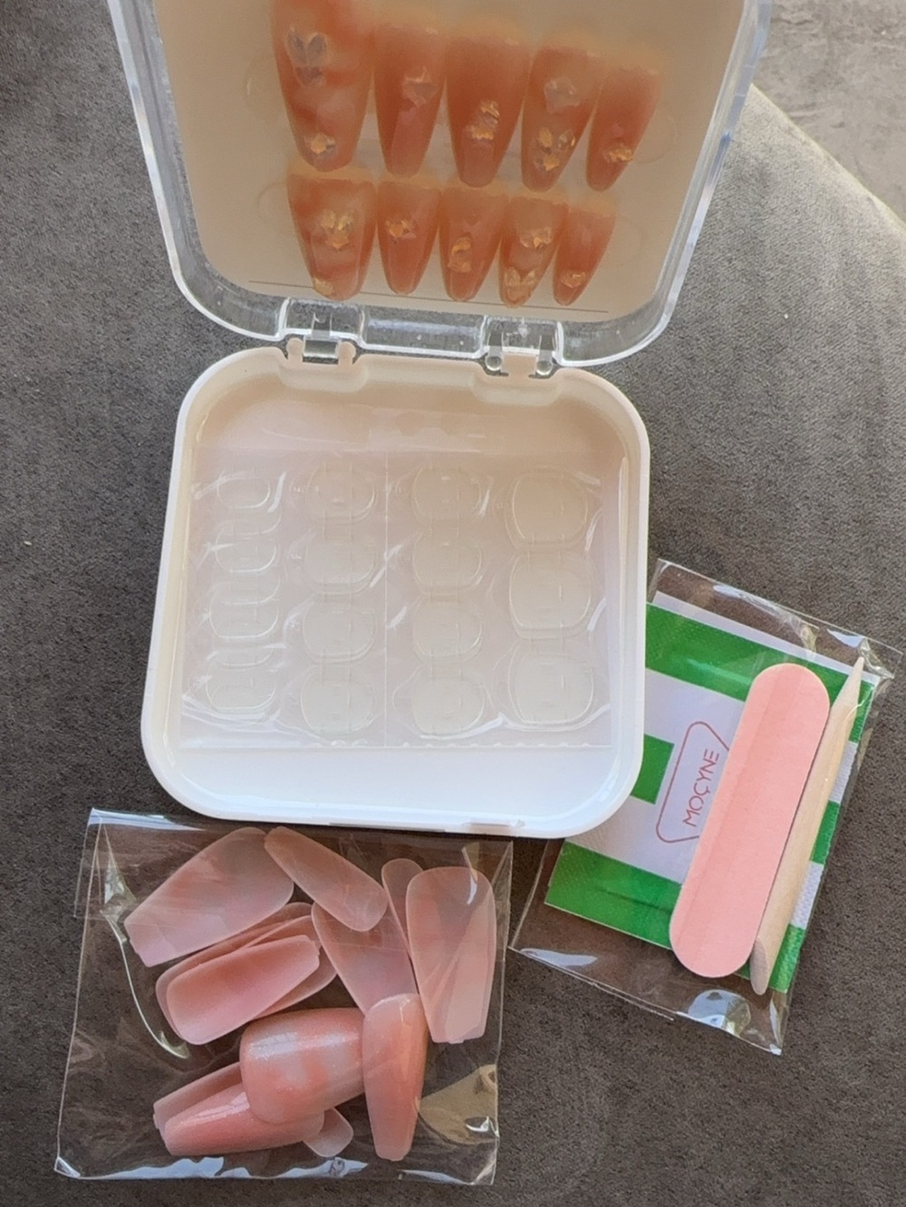 Peach Crystal Accent Press-On Nails - Women Makeup - Picture 4 of 4